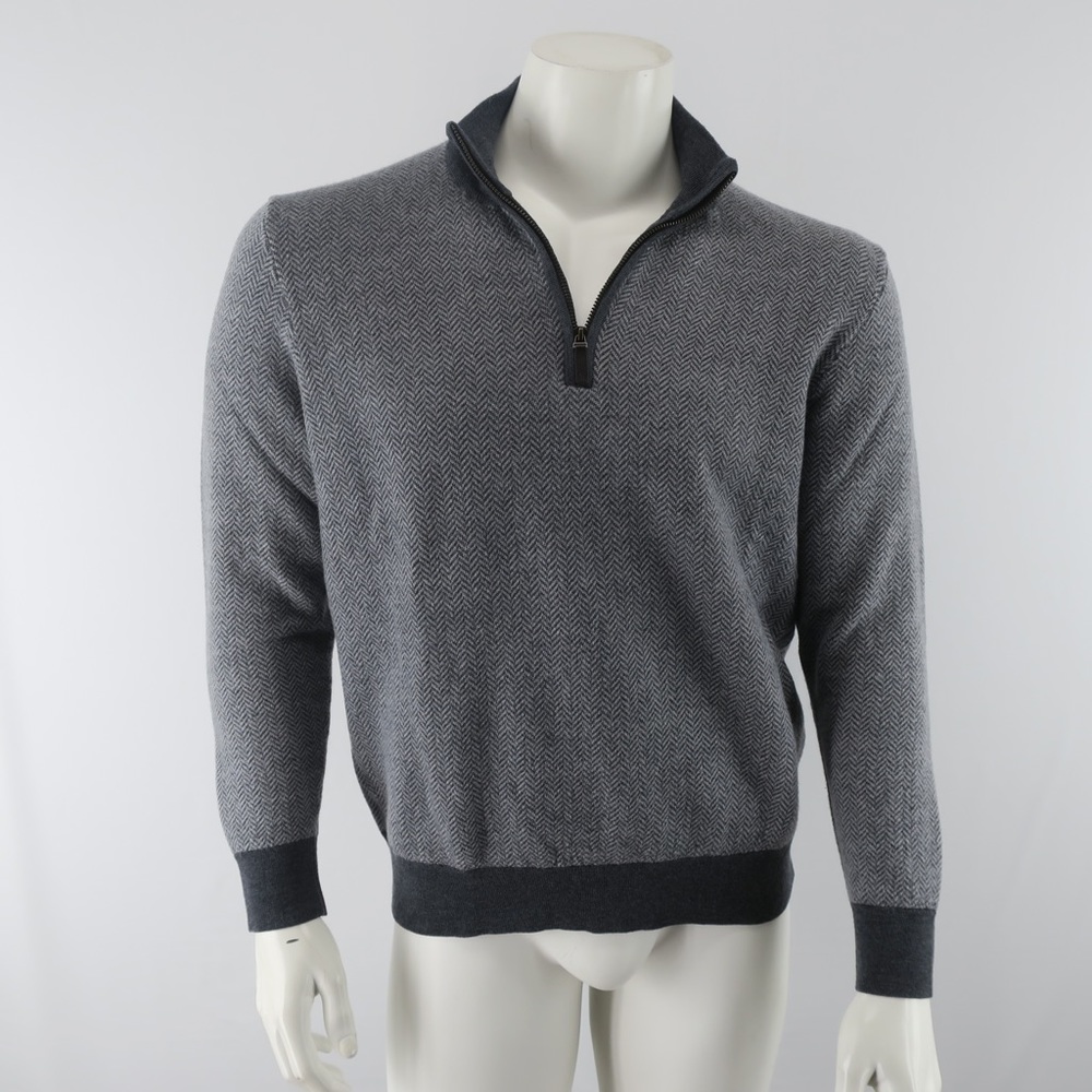 UNTUCKit Merino Wool Quarter‎ Zip Pullover Sweater Men's Extra Large Gray